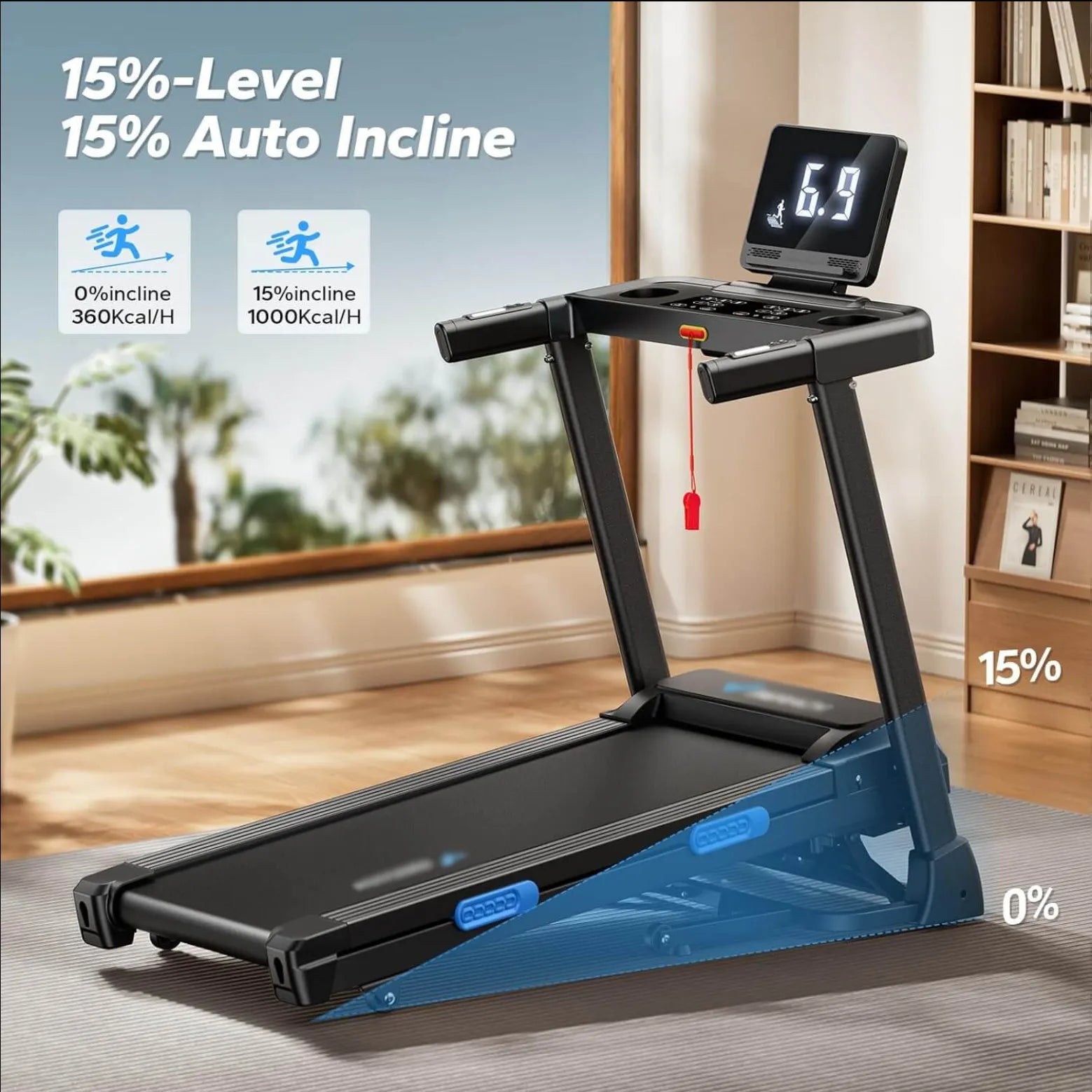 T35 Foldable Treadmill with 15% Auto Incline